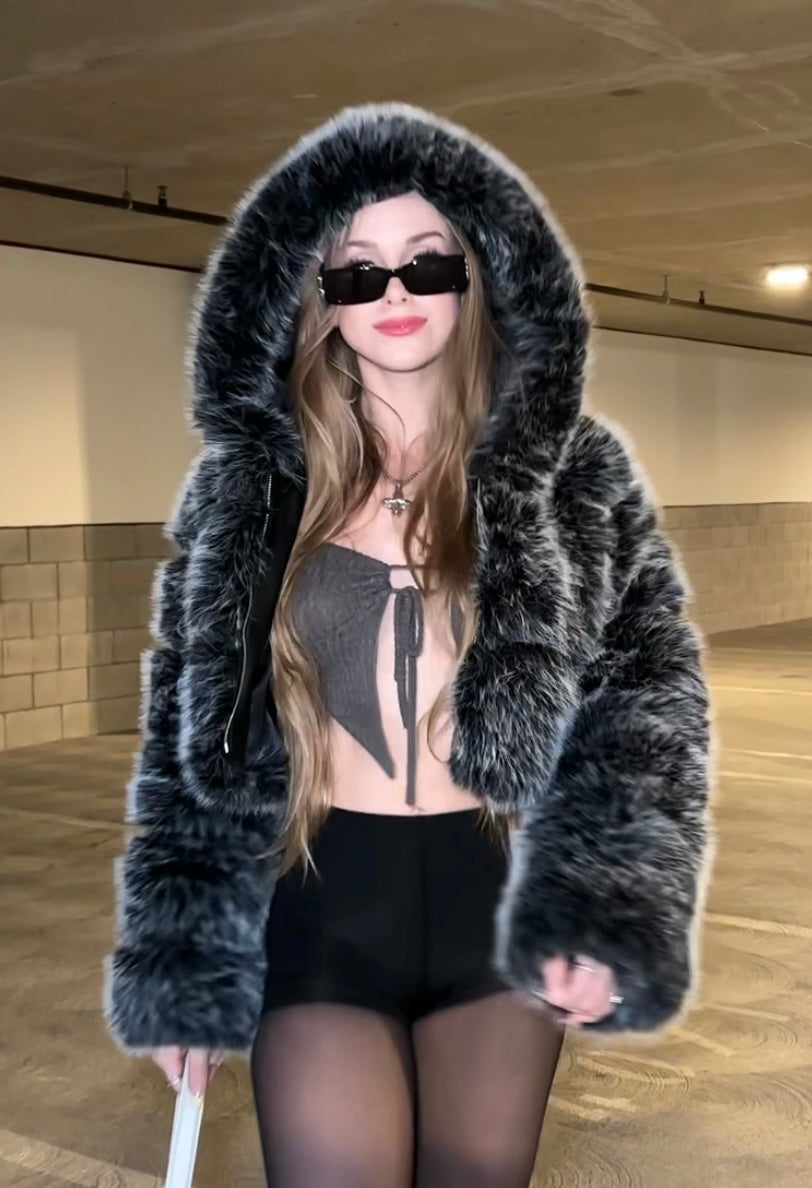 TOXIIC Miss Me Cropped Fur Coat