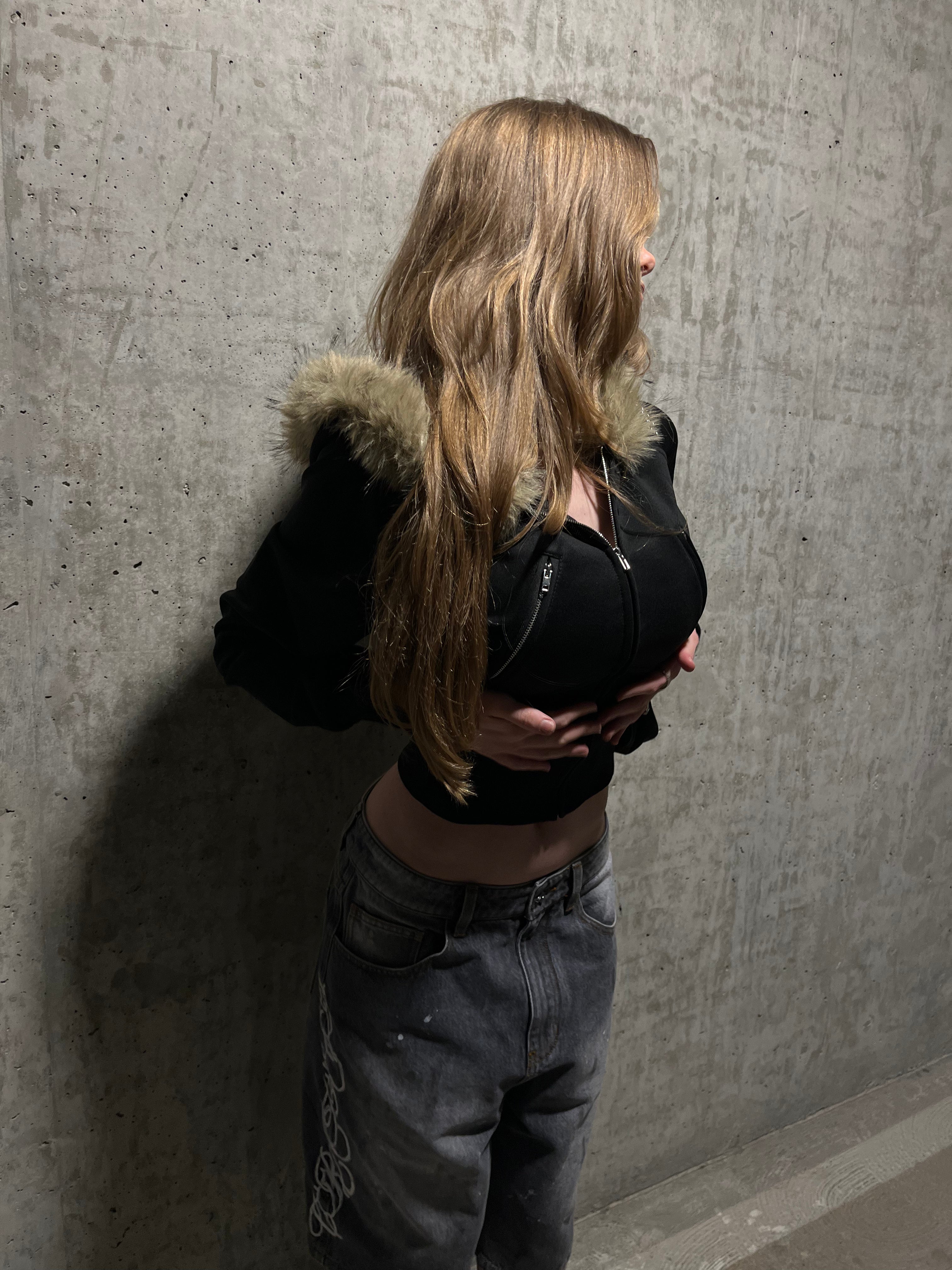 TOXIIC BRAT Cropped Fur Zip Up