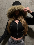 TOXIIC BRAT Cropped Fur Zip Up
