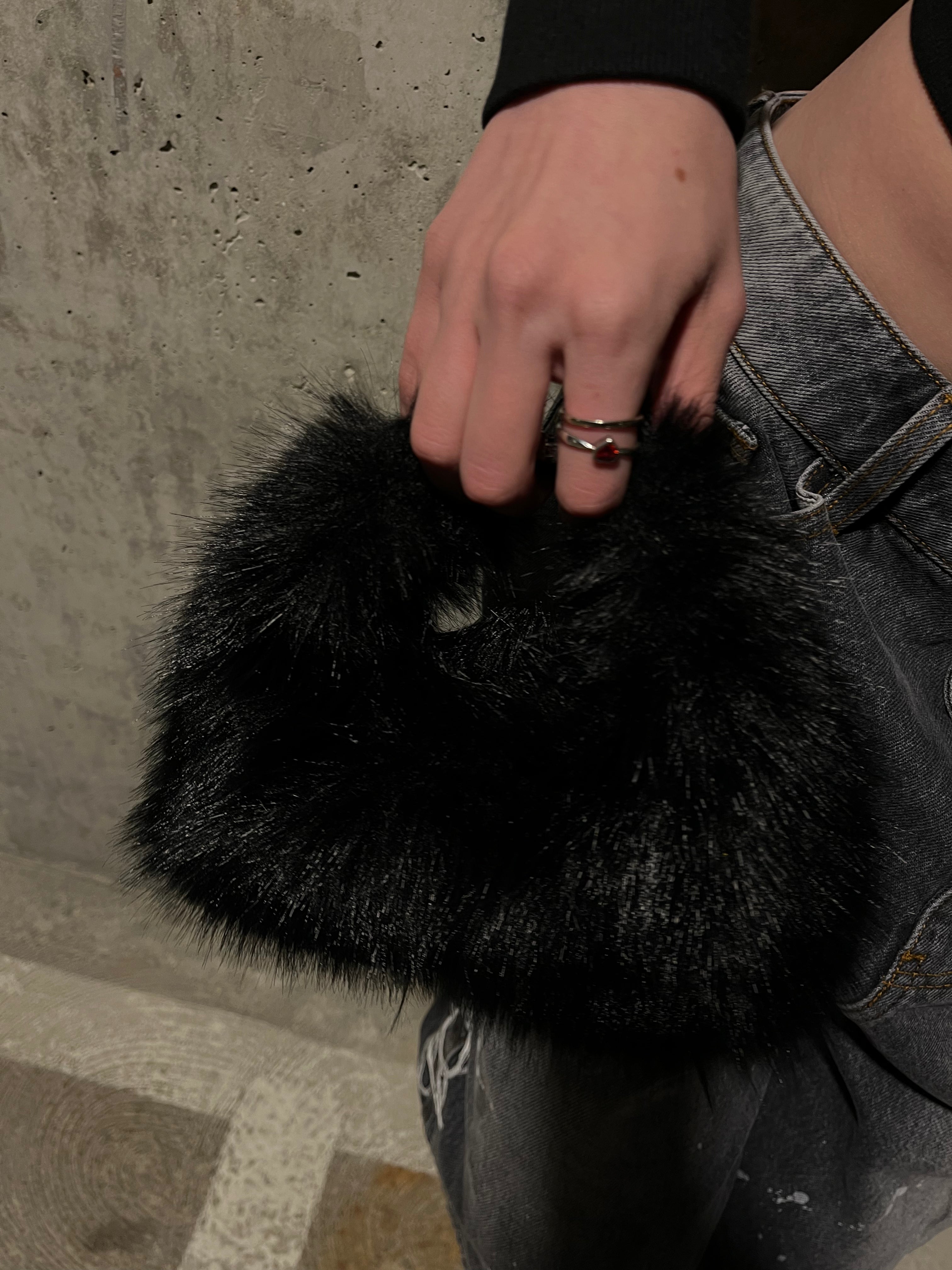 TOXIIC Doll Fur Mini Bag Black