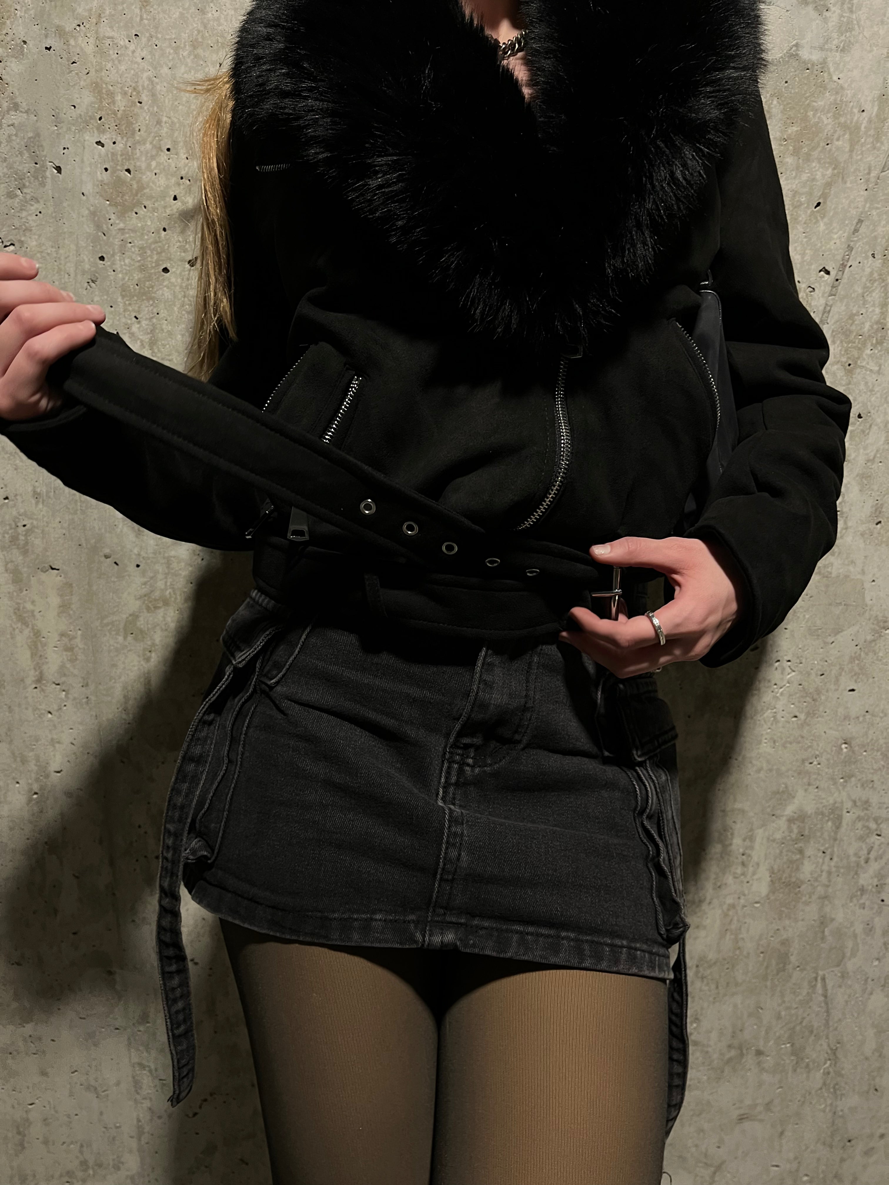 TOXIIC Midnight Suede Fur Jacket