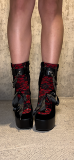 Gothic Dark Velvet Red Boots