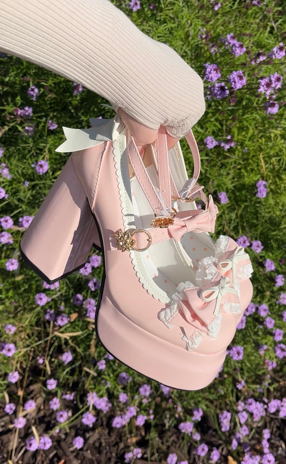 Pink Patent Leather Bow Heels