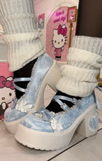 Baby Blue Ruffled Platform Heel