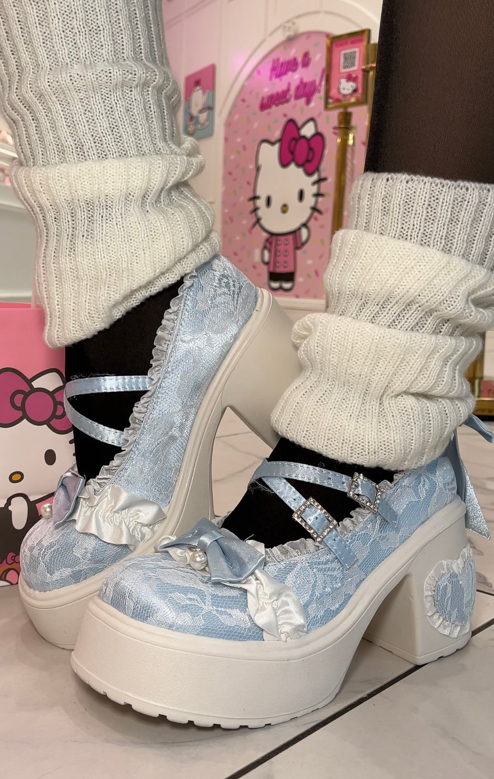 Baby Blue Ruffled Platform Heel