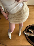 TOXIIC Wild Nights Fur Mini Skirt Beige