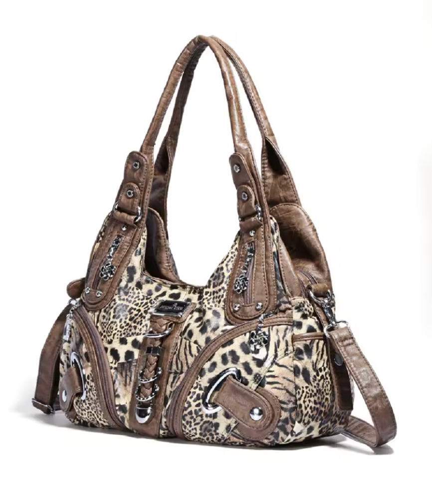 Y2K Small Animal Print Bag Beige