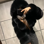 Cropped Fur Zip Up Black