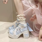 Baby Blue Ruffled Platform Heel