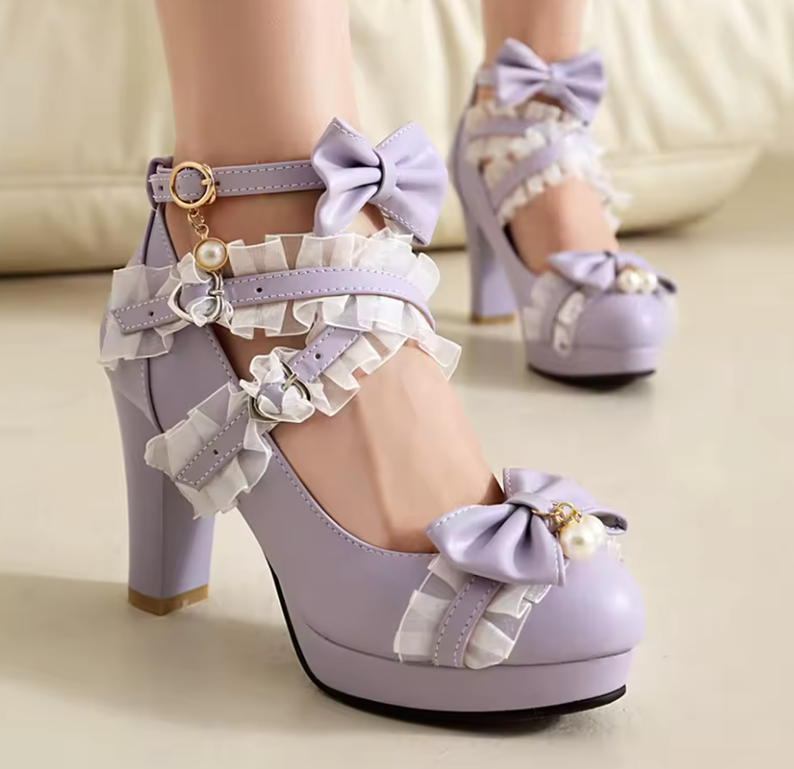 Light Purple Ruffled Heel