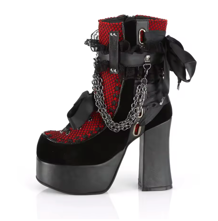 Gothic Dark Velvet Red Boots