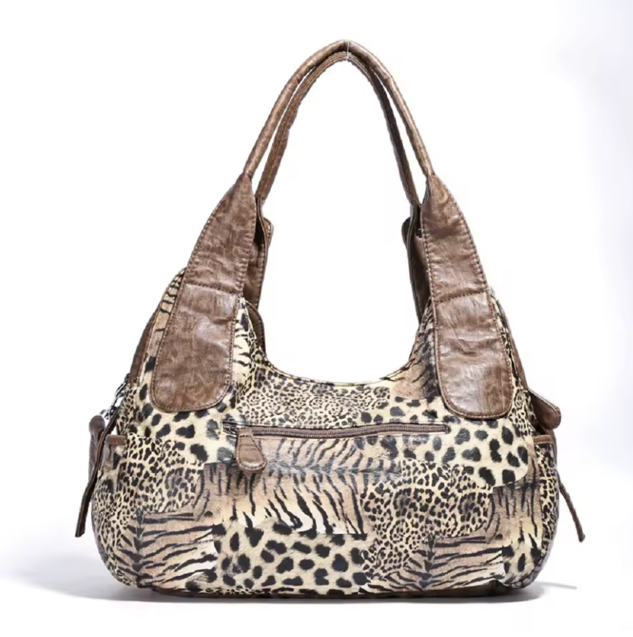 Y2K Small Animal Print Bag Beige