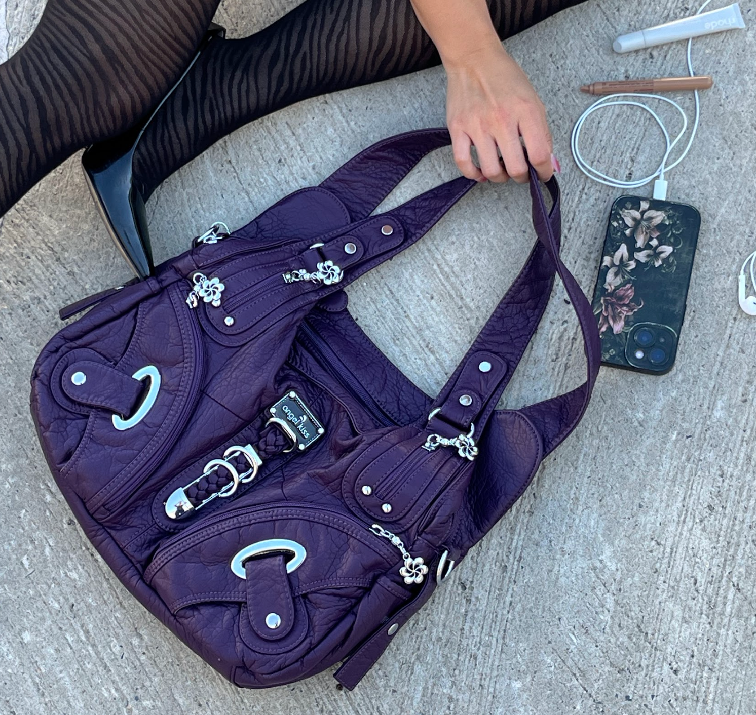 Y2K Small Bag Purple Leather