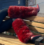 Fur High Heel Boot Deep Red
