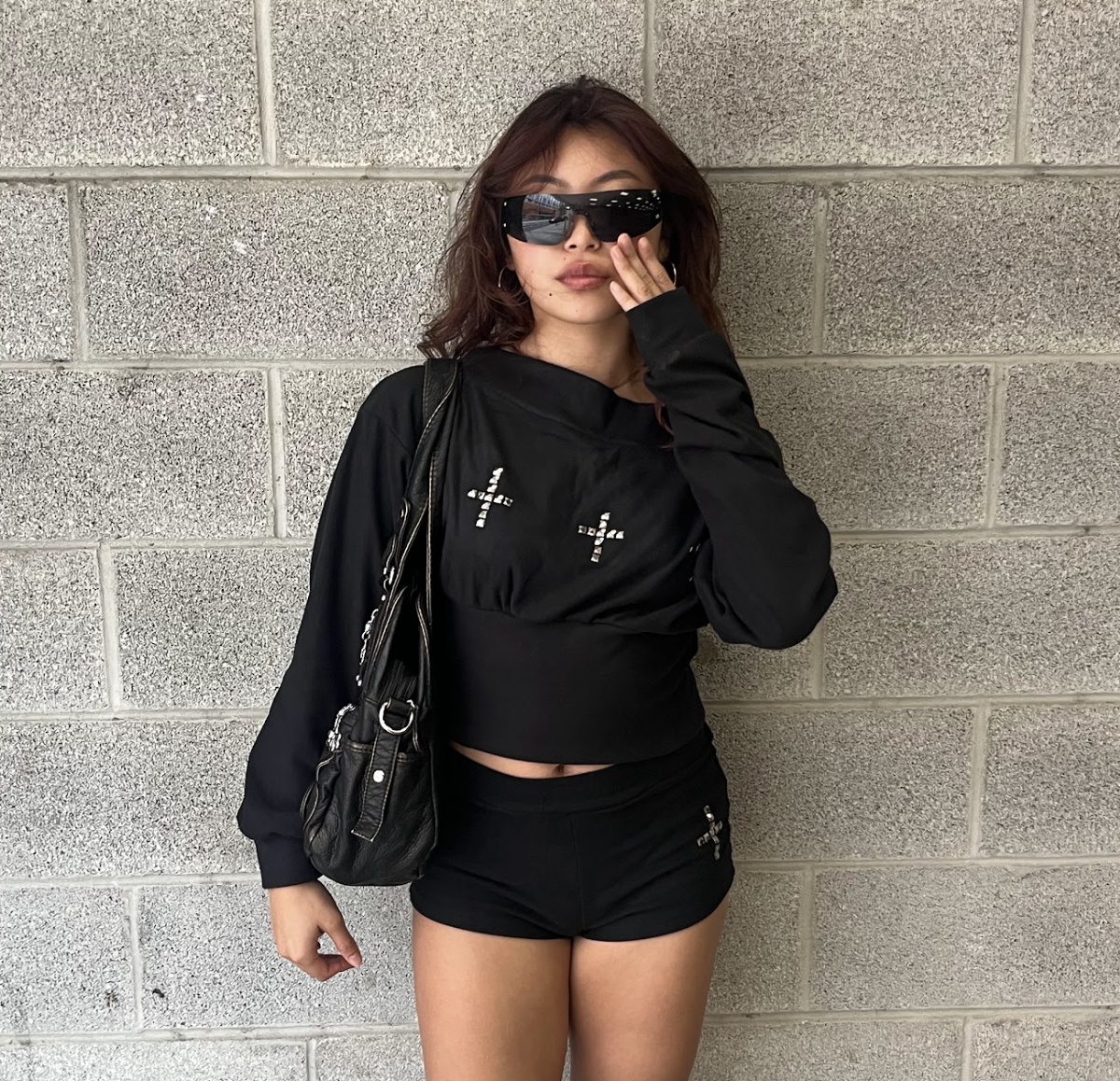 Two Piece Studded Fit Black