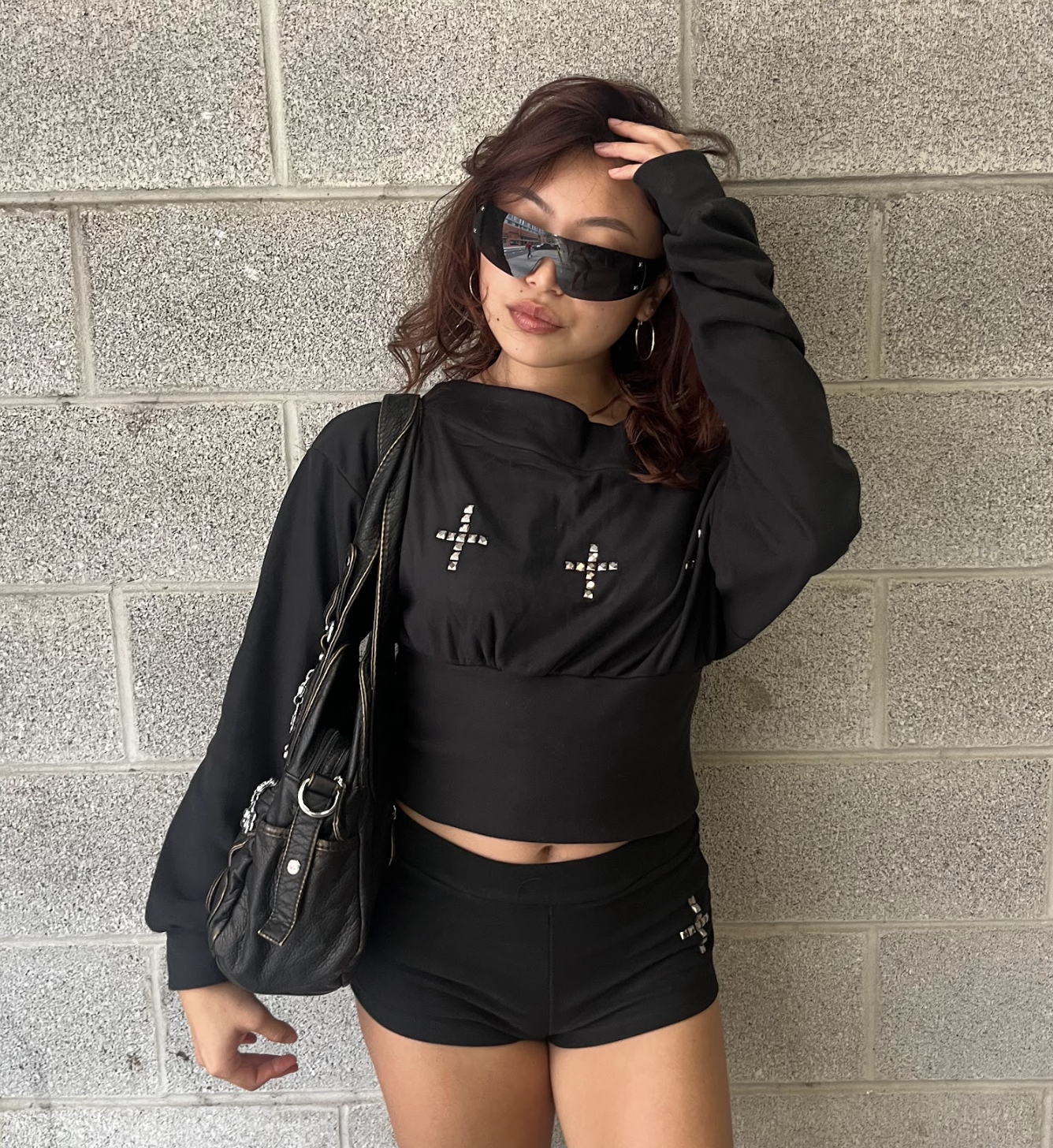 Two Piece Studded Fit Black
