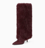 TOXIIC Heartless Fur Boots Deep Red