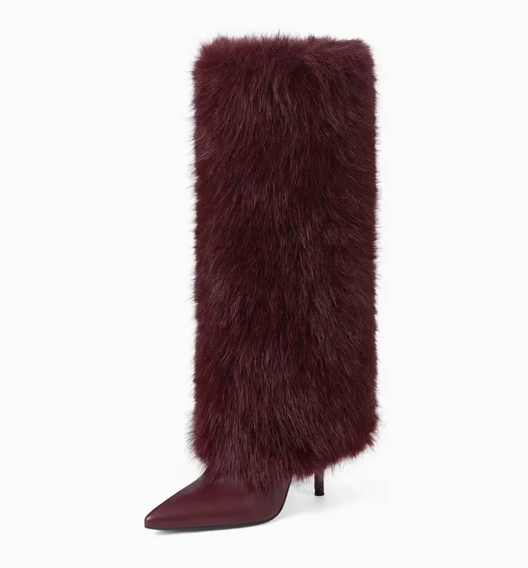 TOXIIC Heartless Fur Boots Deep Red