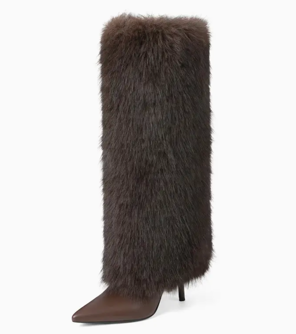 TOXIIC Heartless Fur Boots Brown