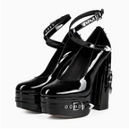 Black Metal Spike Platform Heels