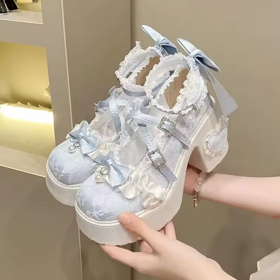 Baby Blue Ruffled Platform Heel