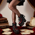 Gothic Dark Velvet Red Boots