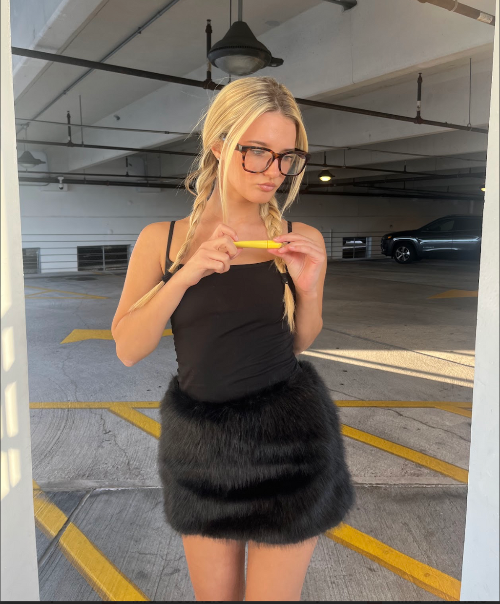 TOXIIC Wild Nights Fur Mini Skirt Black