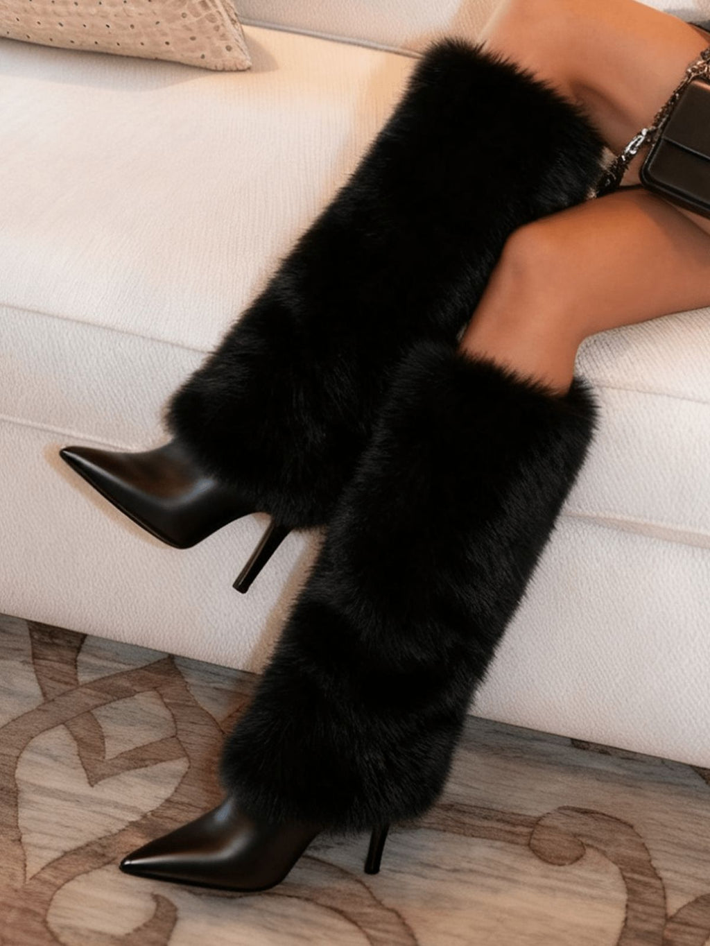 TOXIIC Heartless Fur Boots Black