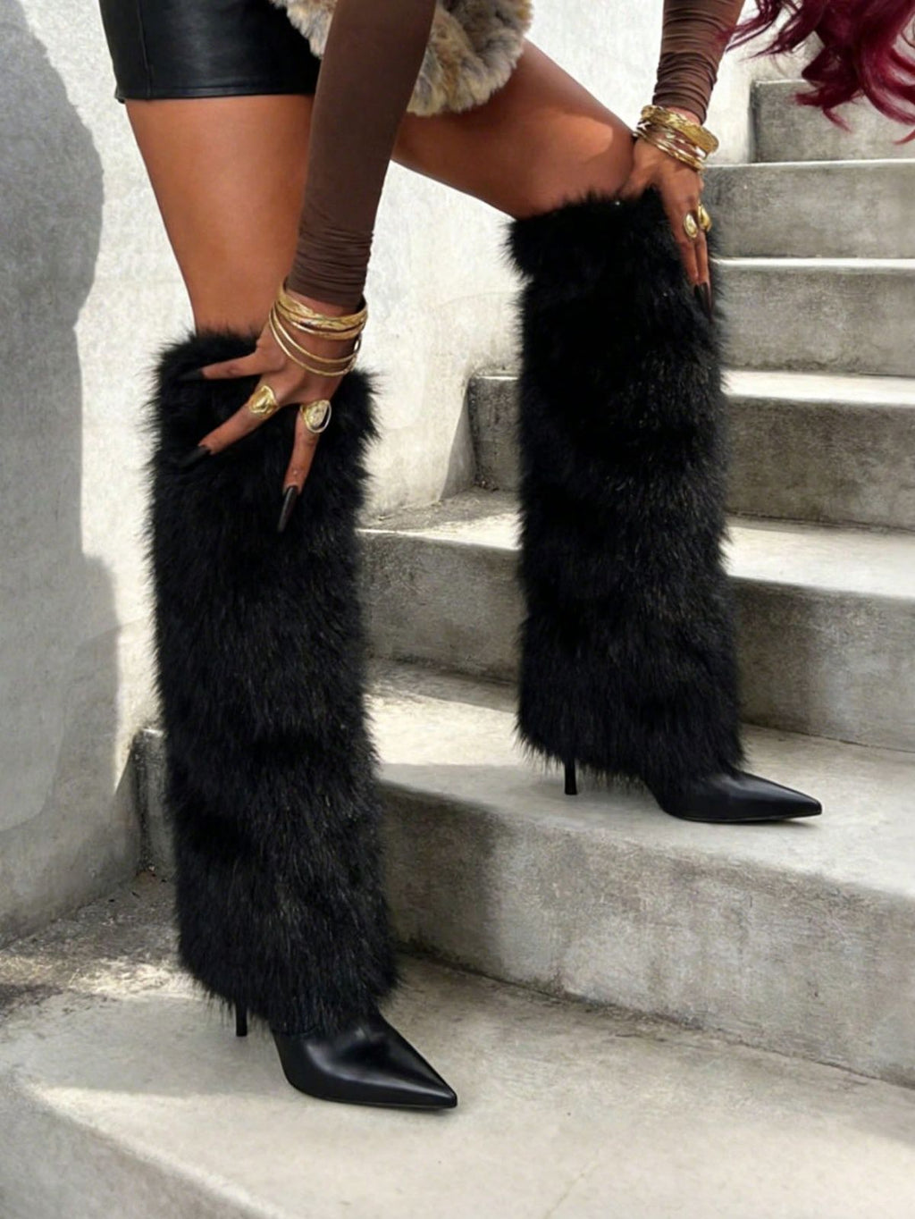TOXIIC Heartless Fur Boots Black