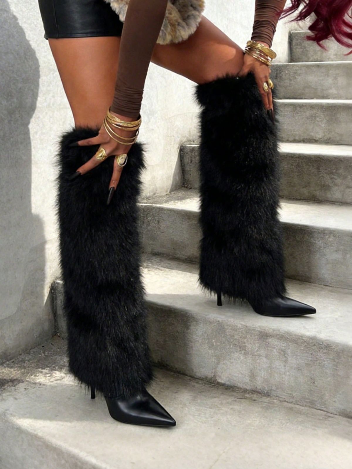 TOXIIC Heartless Fur Boots Black