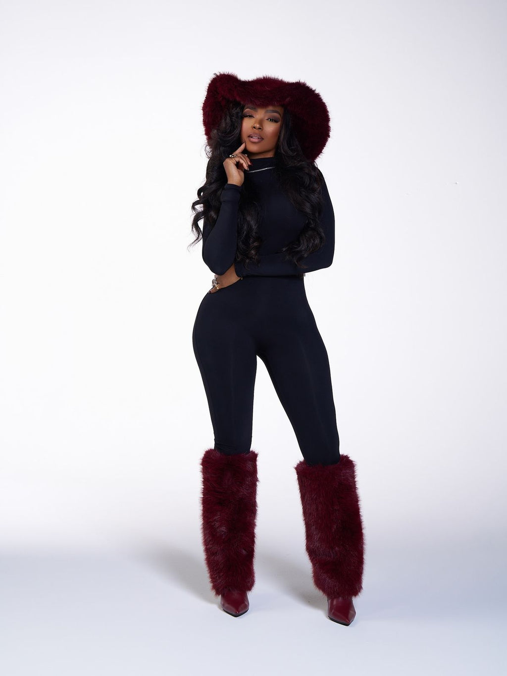 TOXIIC Heartless Fur Boots Deep Red