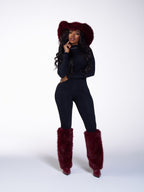 TOXIIC Heartless Fur Boots Deep Red
